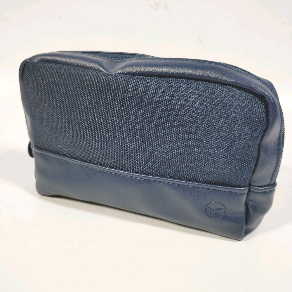 Lufthansa Premium Economy Amenity Kit Pouch Germanmade Navy Blue Canvas Travel
